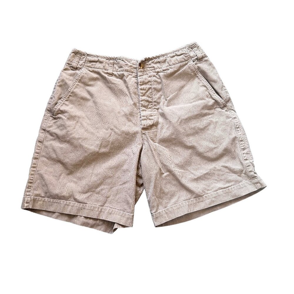 Eddie Bauer Khaki Cotton Shorts Cuffed Vintage 90s Size 12 High Rise Casual